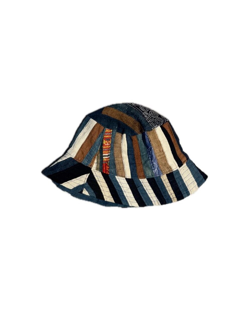 Patchwork Denim Bucket Hat Multicolor Boho Streetwear